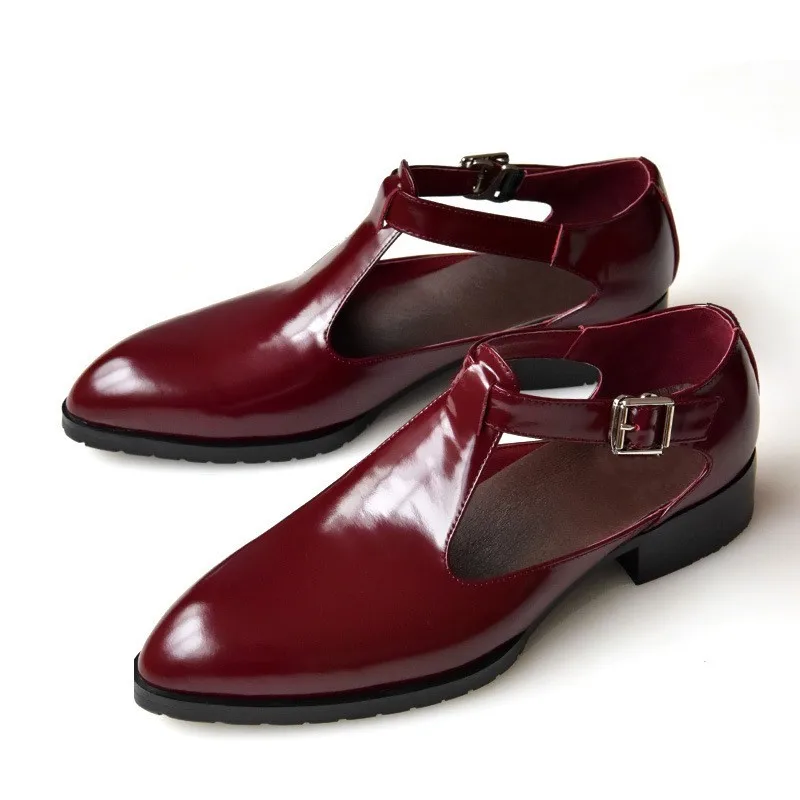 Сандалии мужские из натуральной кожи роскошные босоножки с острым носком