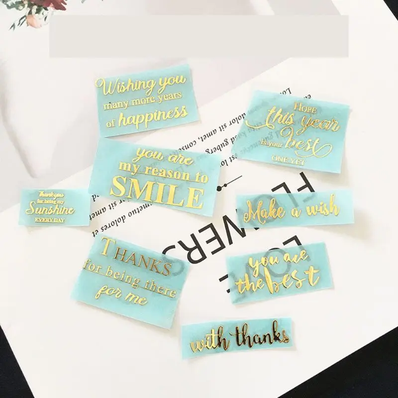 8 шт. Золотая фольга металлик наклейки в виде букв медь мотив силовые буквы