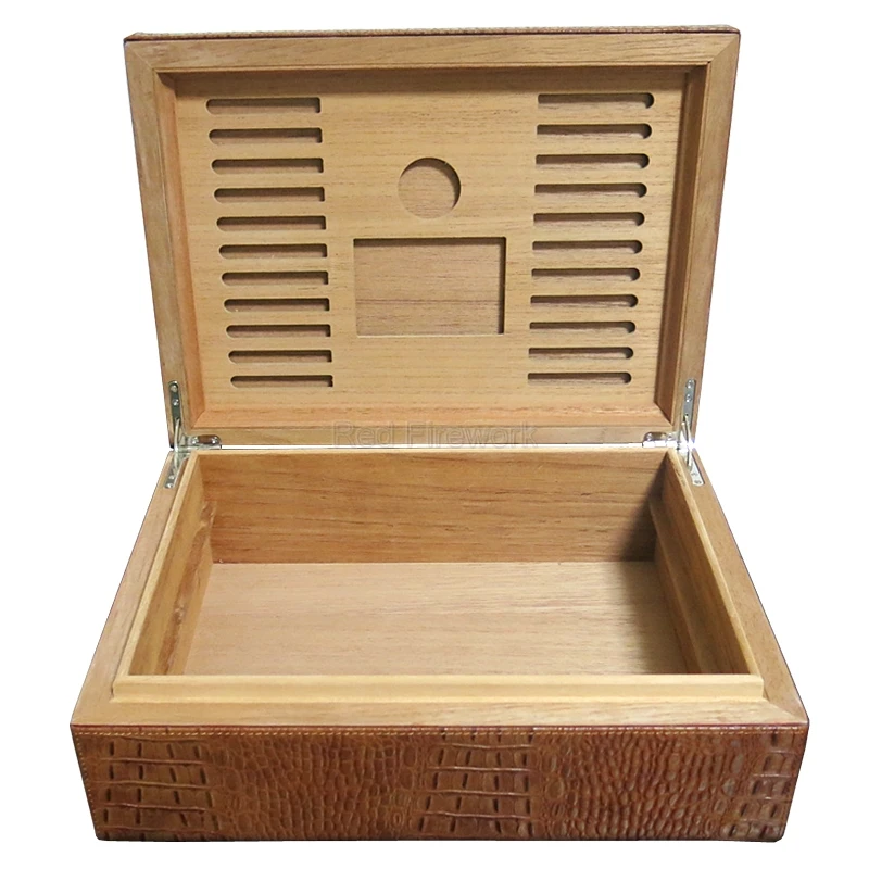 

COHIBA High Grade Brown/Black Crocodile Leather Cedar Wood Lined Cigar Cabinet Humidor Holder