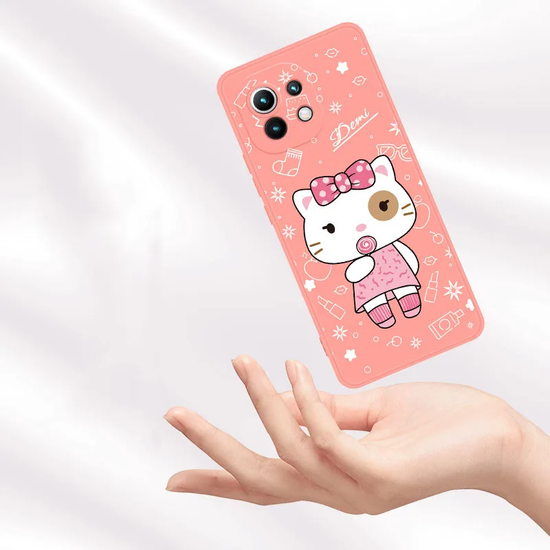 

Cartoon Phone Case for Xiaomi 11 Liquid Silicone for Xiaomi 11 Pro Case Cut mi 10 ultra Back Cover Shockproof Soft Accessories