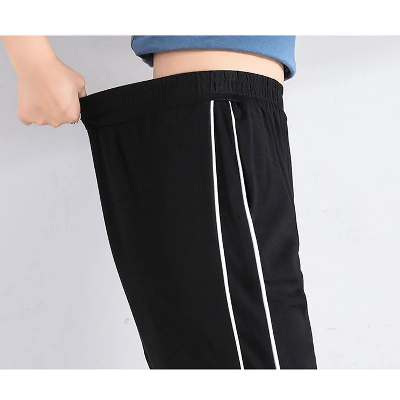 

Plus Size 5XL Casual Women Trousers Summer 100% Cotton High Waist Ladies Pockets Sweatpants Loose Female Wide Leg Pants KS709