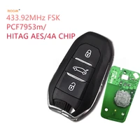 riooak 3 buttons 433 92mhz pcf7953m hitag aes 4a chip complete keyless card car key replacement for cit roen c4 picasso lock