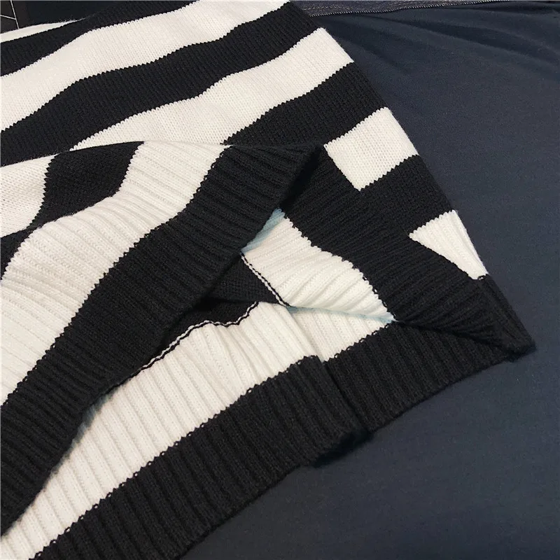 LAPPSTER Men Harajuku Oversized Sweater Fall Pullover Man Fake Two Pieces Streetwear Sweater Korean Fashion Striped Clothes