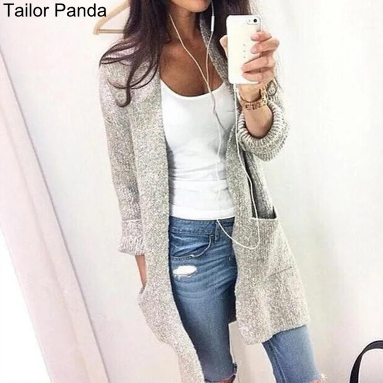 Длинный кардиган для женщин Рождественский свитер офисной леди размера плюс