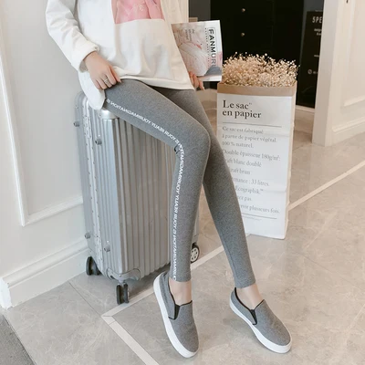Thin Dark Grey 1018# Осень-зима обтягивающие леггинсы для талии, живота, эластичная одежда для беременных женщин - Цвет: Thin Dark Grey