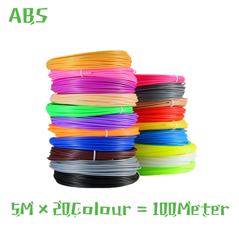 ABS 5m 20color 3D Ручка, три D принтера, ручка для рисования с пластиком, 100 м, PLA/ABS нити, для творчества, подарок на день рождения, Оригинальные рождественские подарки - Цвет: ABS 5m 20color