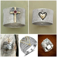 retro rings faithful ring cross antique anniversary jewelry size 6 10 punk men finger ring