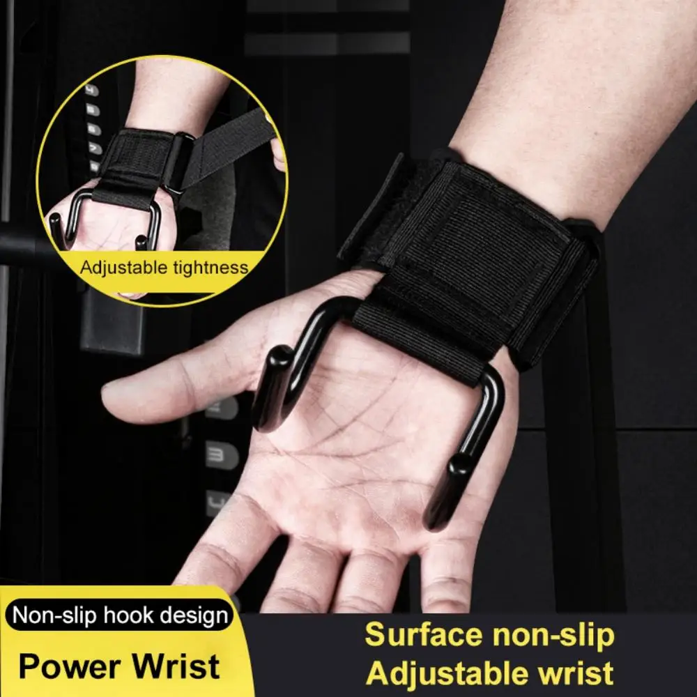 

1 Pair Wrist Support With Hooks Power Weight Lifting Gloves Anti-Slip Pull-Ups Training Gloves Gym Fitness Arms Strength Strap