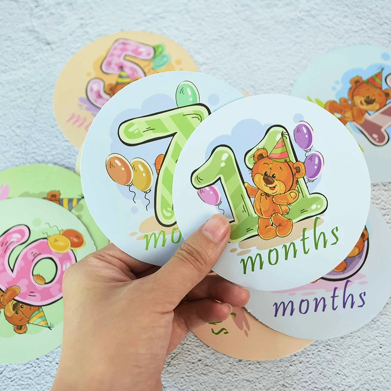 

12pcs Baby Monthly Milestone Sticker Photography Memorial Newborn Kids Pregnancy Commemorative Sticker Number Photo Accessories