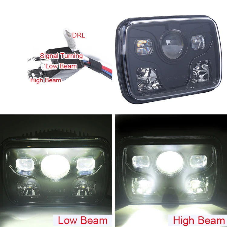 

80W 5x7 inch led headlight 6000K high/low beam light square