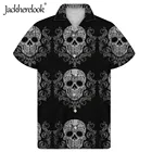 Мужская рубашка Jackherelook, с рисунком черепа, летняя, свободная, пляжная одежда с коротким рукавом