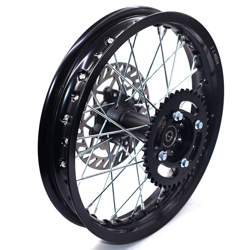 Llantas traseras de aleación de aluminio de 14 pulgadas, rueda con piñón de freno de disco de 1,85x14 pulgadas para dirt bike pit bike, piezas de repuesto