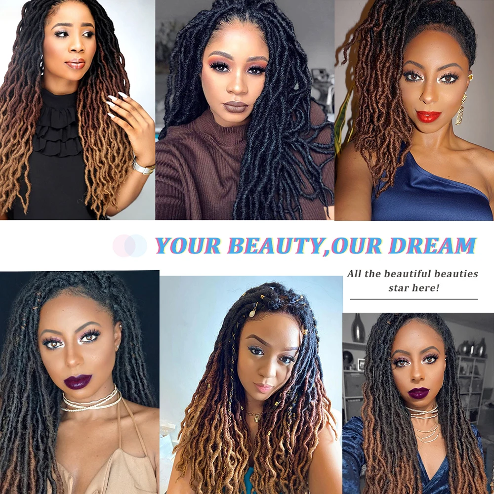 

Handmade Goddess Faux Locs Soft Curly Crochet Braids Hair Ombre Synthetic Braiding Hair Extensions Dreadlocks For Black Women