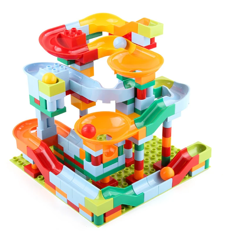 

182PCS Big Size Marble Race Run Blocks Maze Ball Track Building Blocks Plastic Funnel Slide Assemble DIY Bricks Kids Gift
