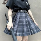 Черная плиссированная клетчатая юбка, теннисная юбка в стиле преппи, короткая юбка в клетку аниме, сексуальная юбка в стиле Харадзюку, мини-юбки с высокой талией