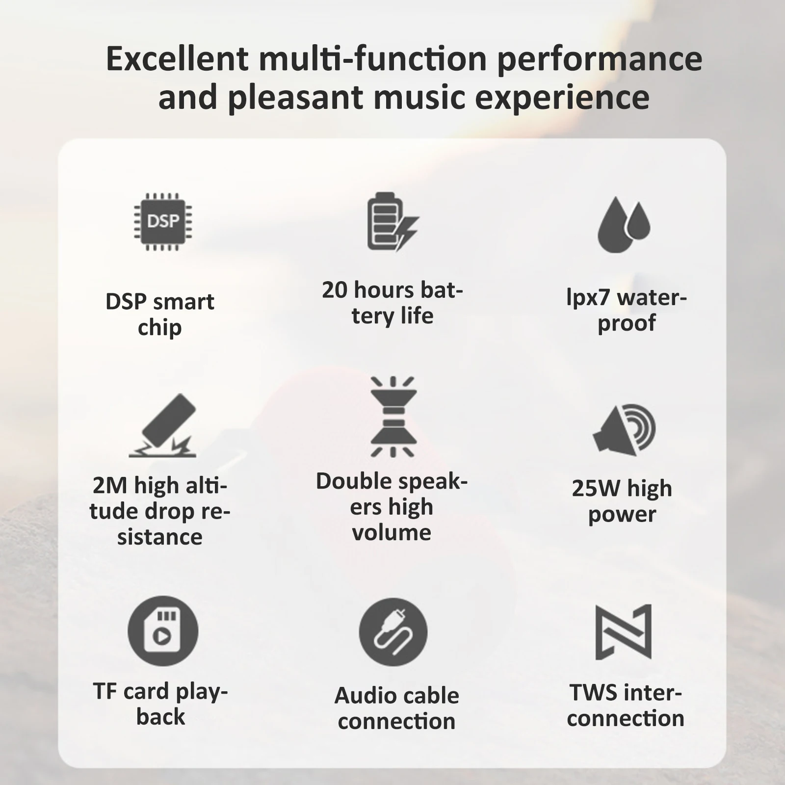 저렴한 무선 스피커 야외 스피커 스테레오 사운드와 내구성 음악 플레이어, 20 시간 재생 IPX7 방수, 야외 체육관