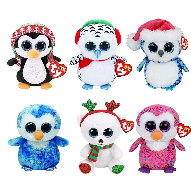 

Ty Beanie Big Glitter Eyes Penguin Owl Series Plush Stuffed Animal Collection Soft Bedside Toys Doll Birthday Gift For Kids 15CM