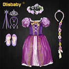 Рождественское платье принцессы Рапунцель для девочек младенцев летние спутанные костюмы на Хэллоуин Детская семейная вечевечерние НКА на день рождения