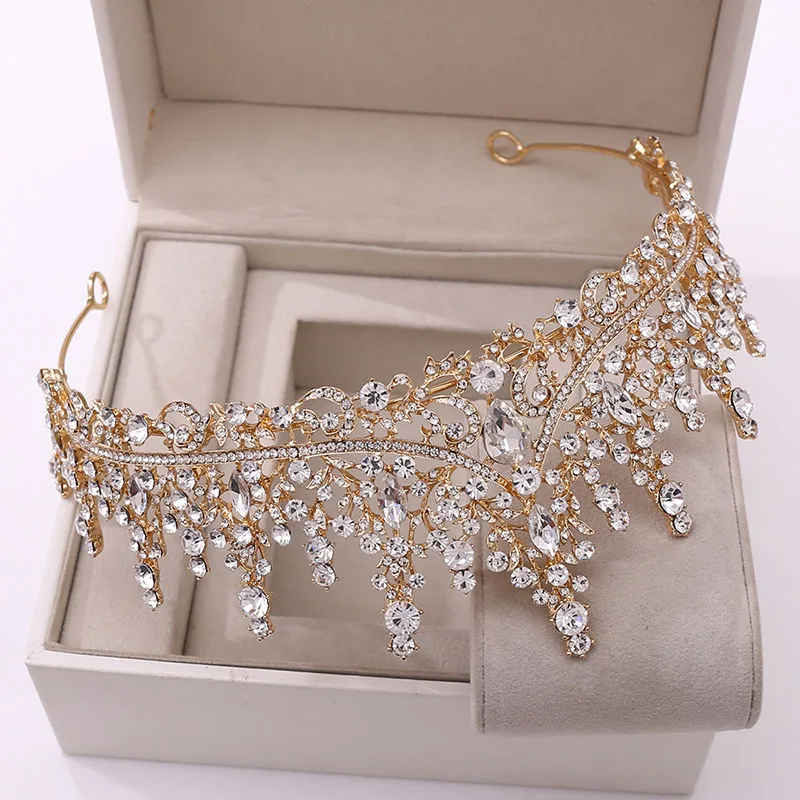 

Bride Headdress Atmosphere Luxurious Crystal Faux Rhinestone Decorative Crown Wedding Banquet Modelling Hair Jewelry TT@88