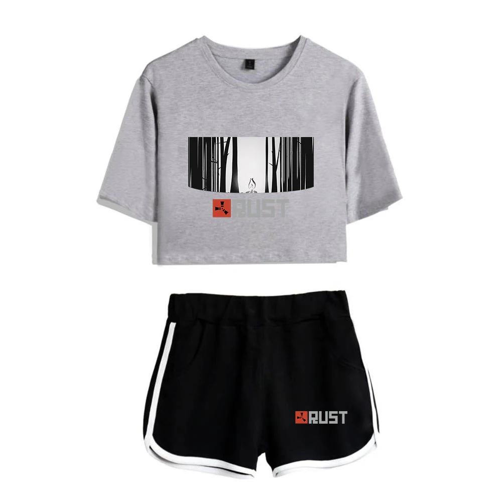 

WAWNI Rust Game Hidalgo Navel T Shirt Casual Shorts Sexy Two Piece Suit Harajuku Cotton Plus Polyester Fashion Suit New Suit
