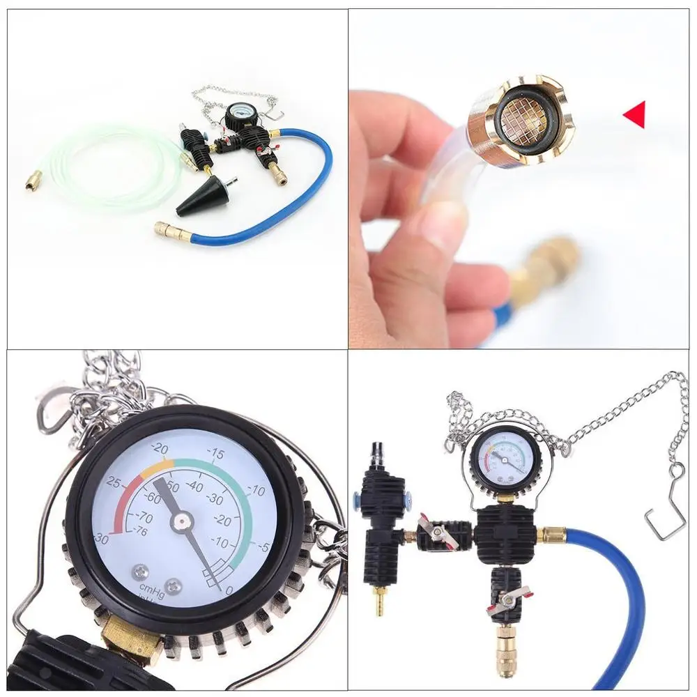 

Auto Water Tank Pressure Gauge Water Tank Leak Detector Water Tank Coolant Antifreeze Vacuum Replacement Filler Tool