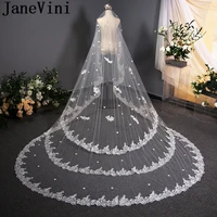 janevini elegant lace edge bridal veil cathedral 3 8 meters long wedding veils for brides appliqued tulle 2020 sluier kathedraal