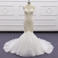 sj274 real photo simple style sweetheart sleeveless elegant chapel train mermaid wedding dress