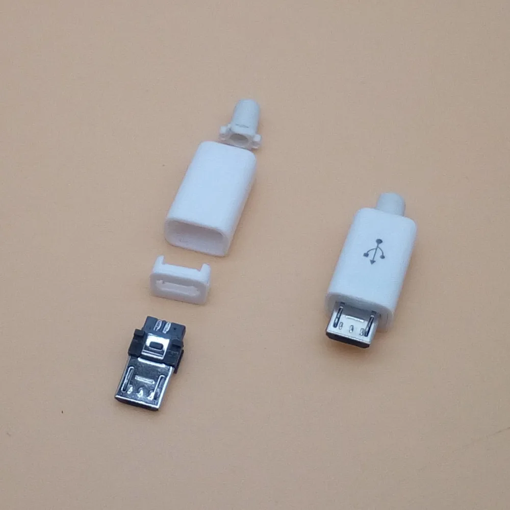 50 шт. DIY Micro USB 2 0 Тип B Мужской 5pin 4 части в 1 сборке Разъем гнездо провода/USB кабель