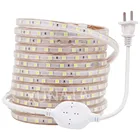 Светодиодная лента 220 В уличная водонепроницаемая гибкая лента 60 светодиодовм SMD 5050 Светодиодная лента с разъемом питания белый красный зеленый синий