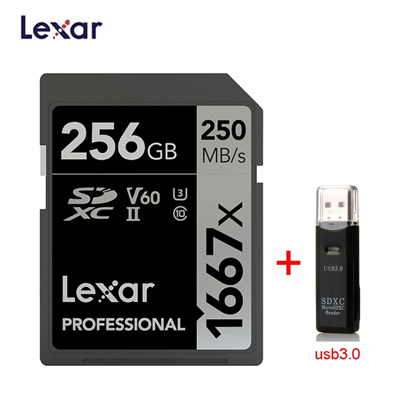 Lexar SD карты 1667X 250 МБ/с. 64 Гб 128 256 SDXC UHS-II U3 флэш-карта памяти для 3D 4K цифровой Камера