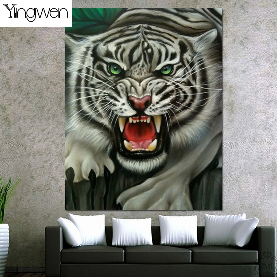 

5D алмазная живопись "сделай сам", Свирепый тигр, животное, полный квадрат, Круглый Набор для вышивки крестиком стразы, вышивка, мозаика, насте...