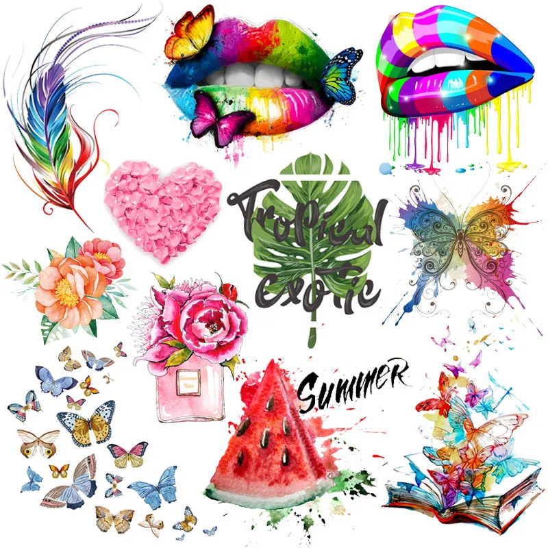 Термоклейкие наклейки на одежду с изображением бабочек и губ | Дом сад