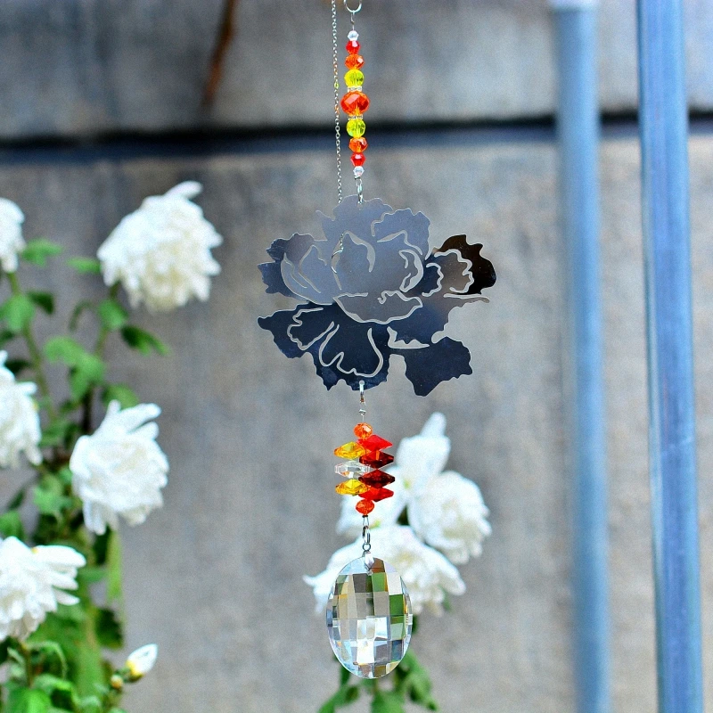 

KAINAI 2021 New Crystal Sun Catcher Flower Hanging crystal prisms rainbow ornament new design window gifts home garden fengshui