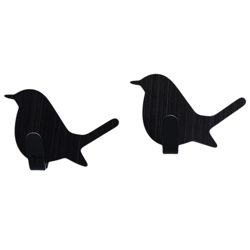 2Pcs Cute Bird Shaped Self Adhesive Wall Door Hook Stainless Steel Coat Hat Hanger Bag Keys Sticky Storage Holder | Дом и сад