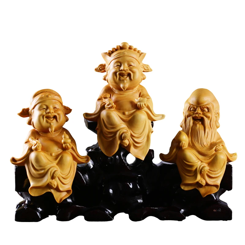 Фигурка китайской мифологии Sanxing Wood Fu lu shou фигурка хорошего качества с тремя