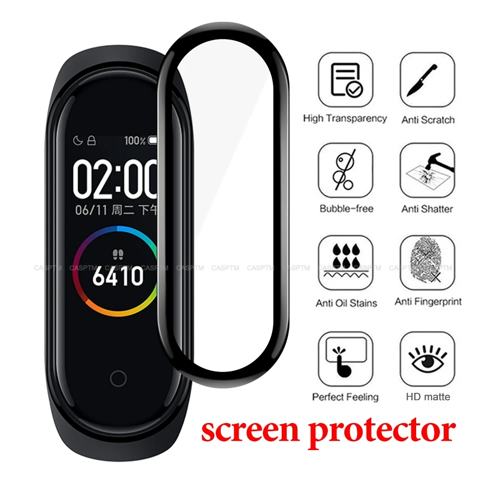 1 ~ 2 шт. мягкая стеклянная пленка для Xiaomi Mi Band 5 Защита экрана Защитная Xiaom 6
