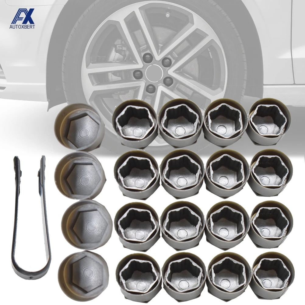20x Grey Wheel Nut Bolt Cap Full Cover w/ Removal Tool 25mm For Audi A1 A7 A8 TT RS6 Lug Screw Caps Protector Accessories | Автомобили и