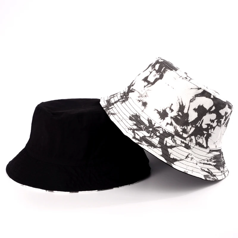

New Style Double Sided Wearing Cap Visor Tie Dye Bucket Hat Men Women Cotton Flat Sun Hat summer Rainbow Color Fisherman Hat