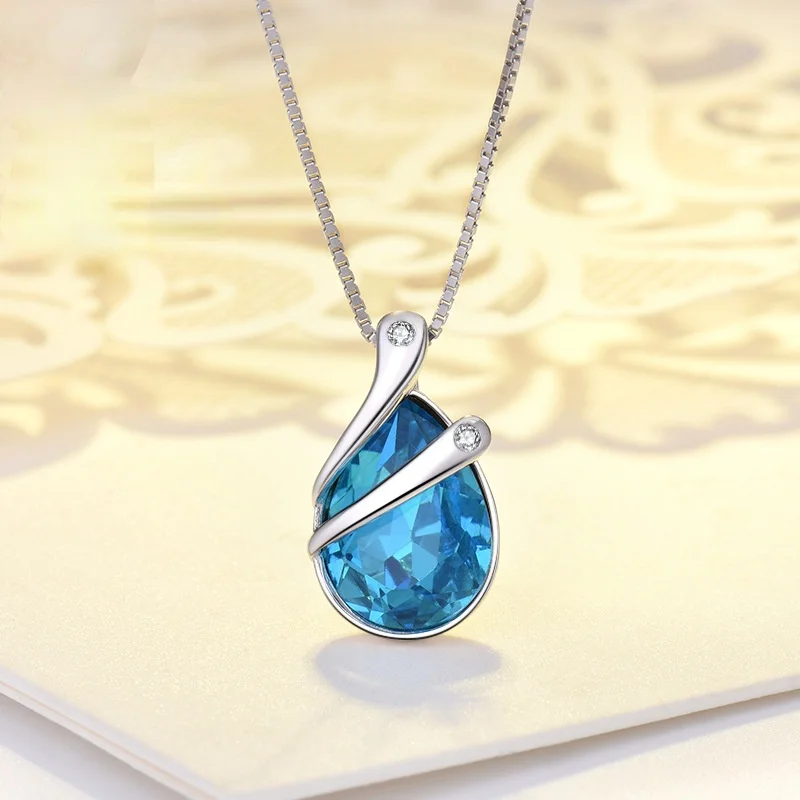 

Женская подвеска из серебра 2021 пробы, с искусственным аквамарином