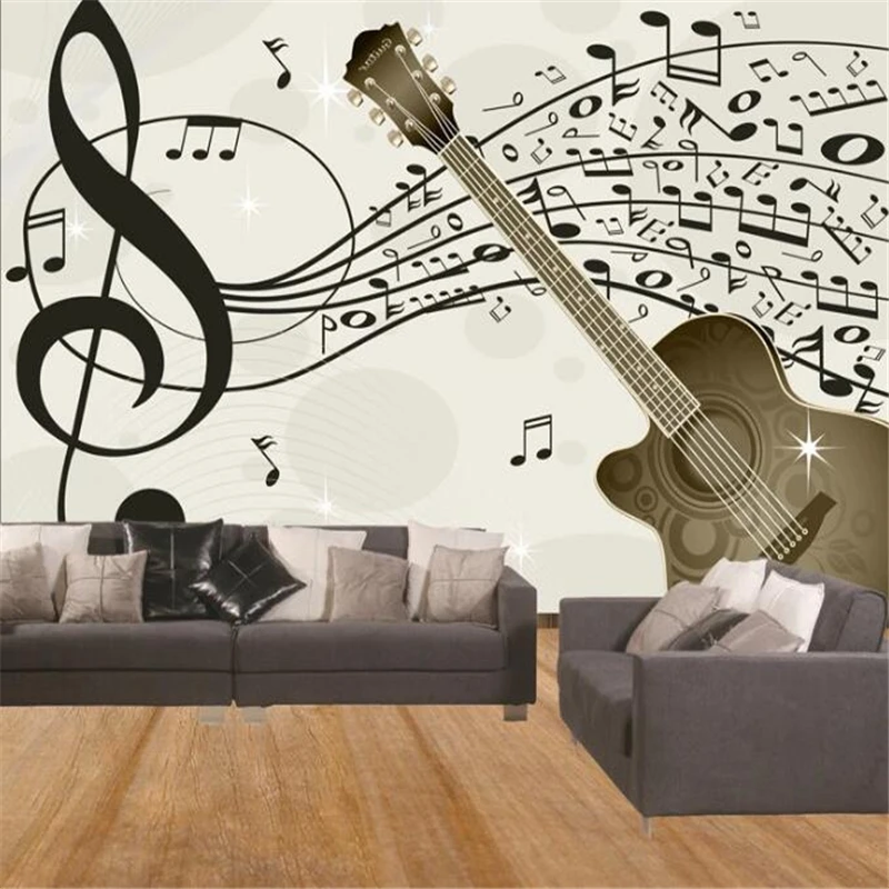 beibehang Custom wallpaper 3d mural atmosphere guitar notes living room background wall living room dance music room фотообои 3d
