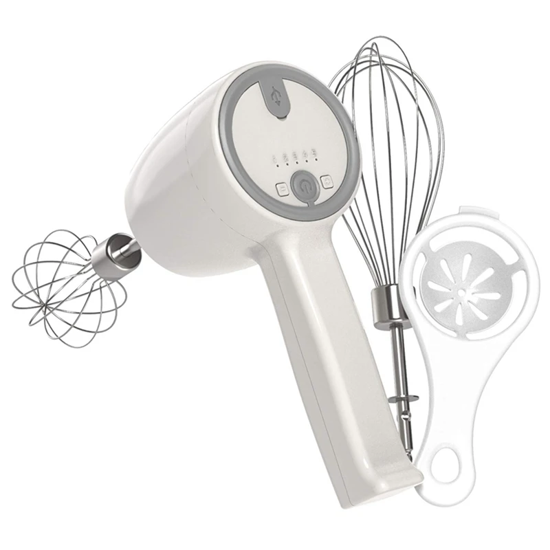

Portable Electric Hand Mixer, Five Speed Cake Mixer, Cordless Hand Mixer for Whipping and Mixing Cake Egg Cream Food