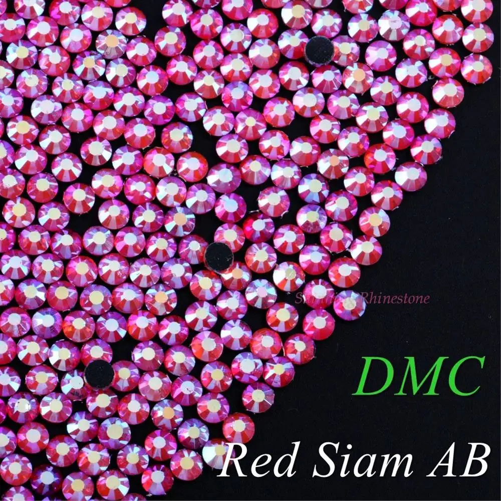 Red Siam AB 42 цвета на выбор! SS6 SS10 SS16 SS20 SS30 смешанные размеры DMC качественные стеклянные кристаллы горячей фиксации Стразы железные Стразы с бриллиантами - Цвет: Red Siam AB