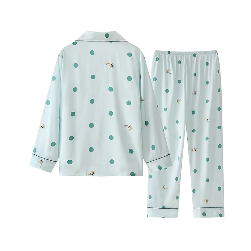 Long Sleeve Pajamas Autumn Trousers Suit Fashion Pyjama Set Large Size Nightwear Home Service House Nightdress Costume Outfit