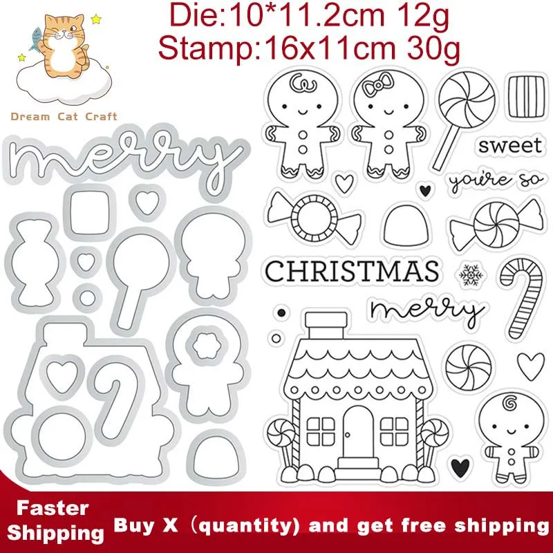 

Merry Christmas House Clear Stamps and Cutting Dies or Only Die or Only Stamp Diy Scrapbooking Album Embossed Craft Cut Dies