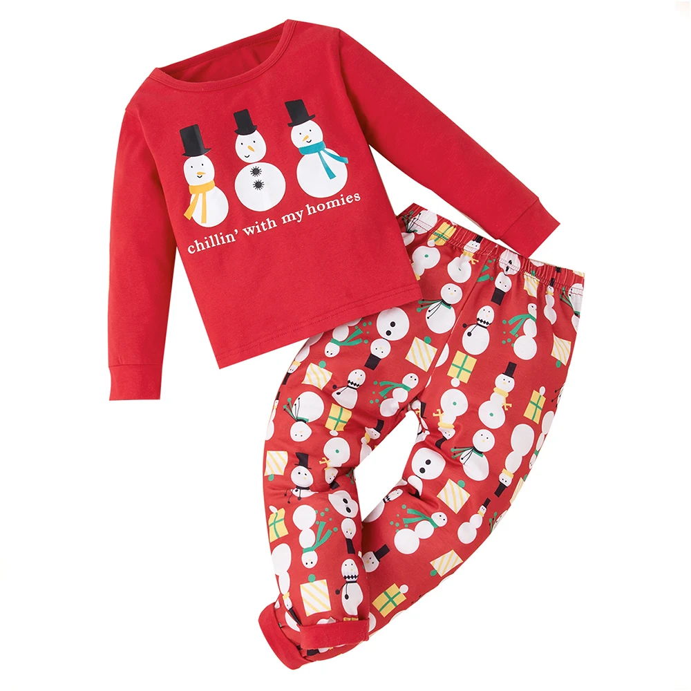 Фото Осенняя детская одежда для девочек красный Рождественский пуловер с круглым
