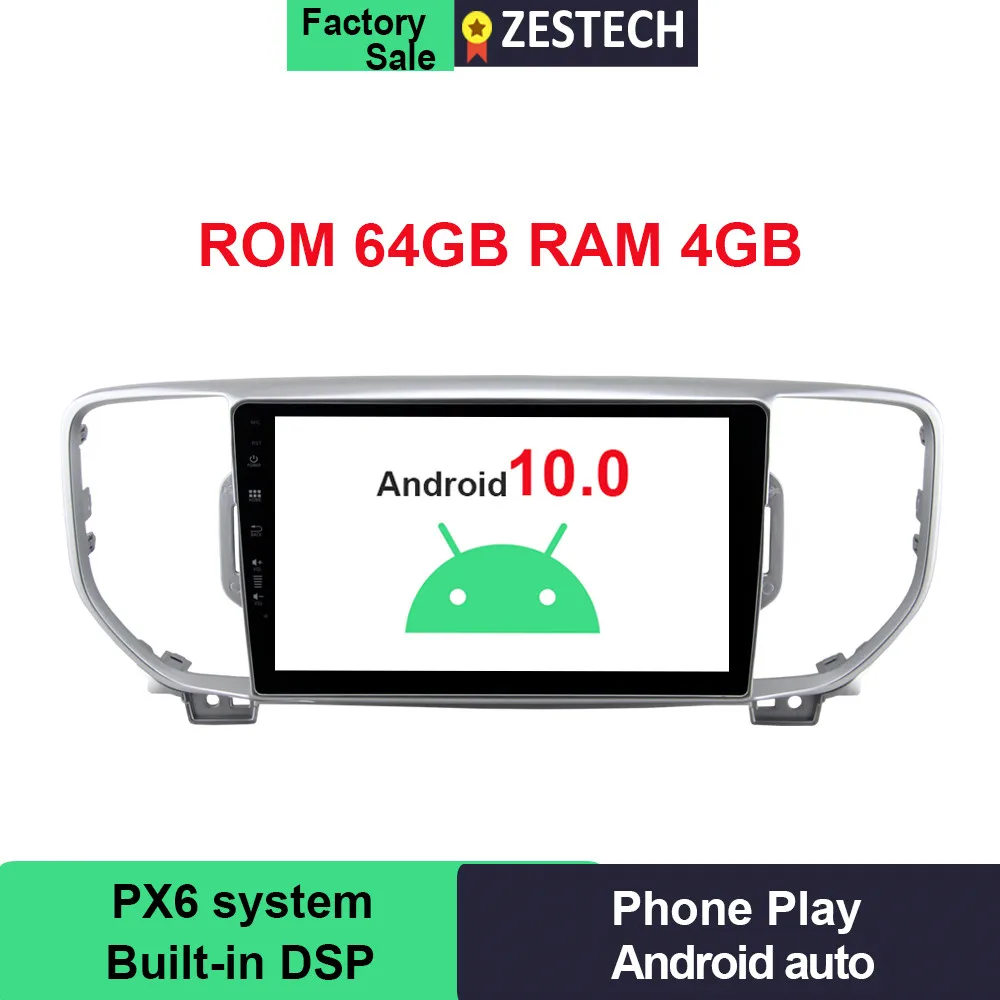 Автомагнитола zetech PX6 1din 4 + 64 ГБ Android для Kia Sportage 2018 мультимедиа головное устройство
