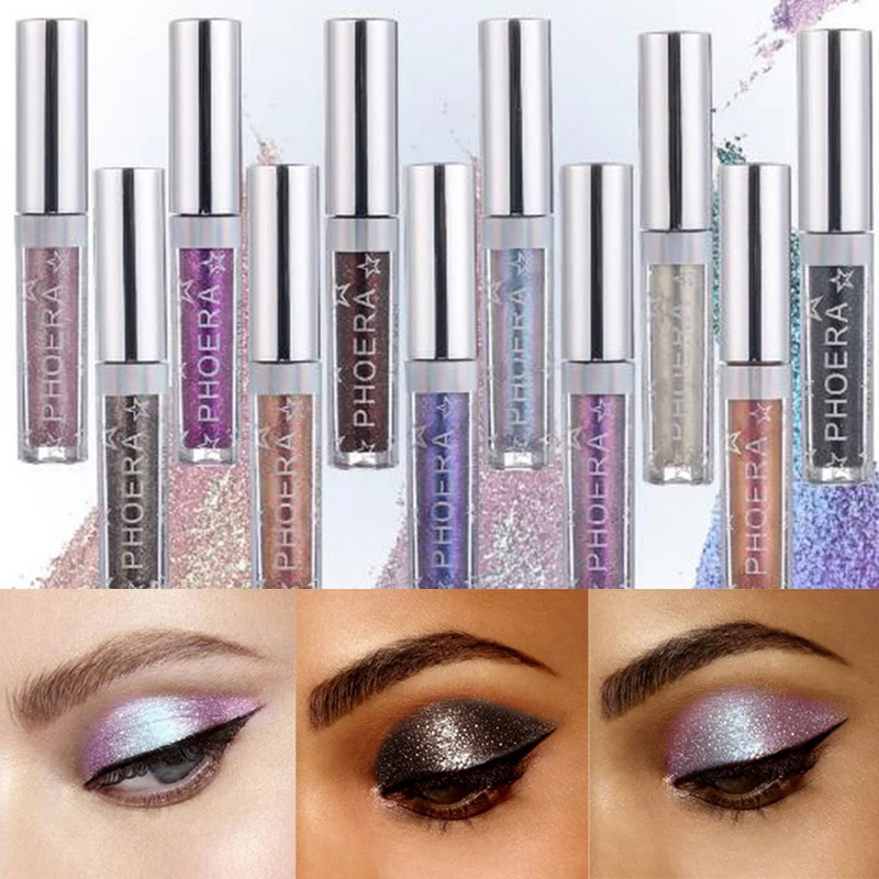 PHOERA долгостойкие блестящие тени для век макияж мерцающий оттенок косметический