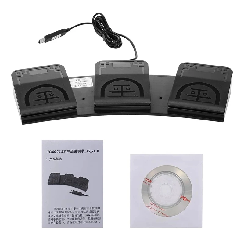 

FS2020U1 USB Foot Switch Control Key Customized Computer Keyboard Action Pedal for Devices Instruments Computers Office