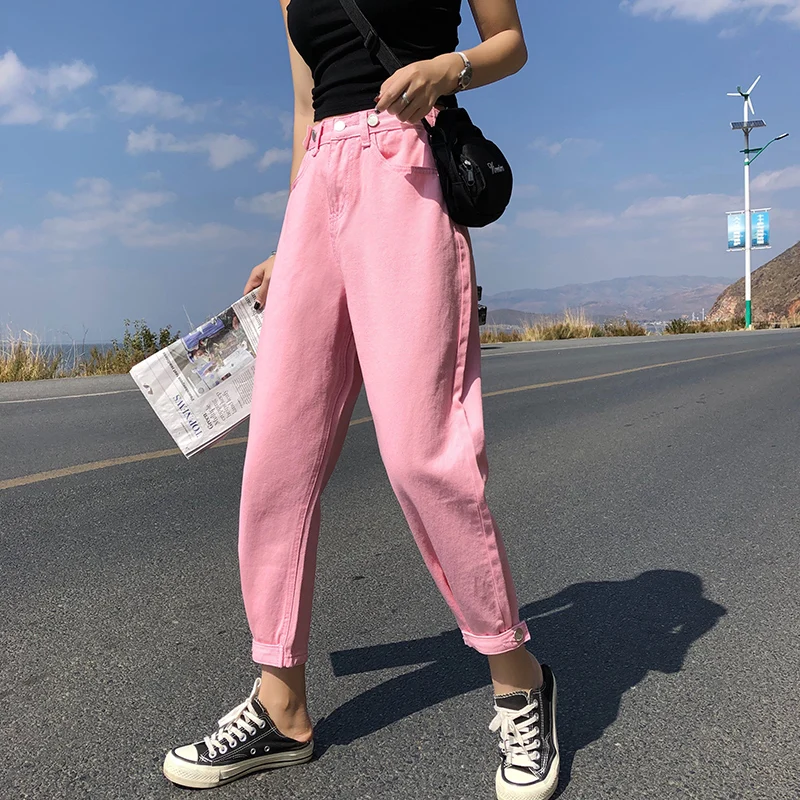 

FAKUNTN Casual Jeans Woman High Waist Loose Denim Harem Pants Mujer Plus Size Chic Jeans For Women Combinaison Pantalon Femme