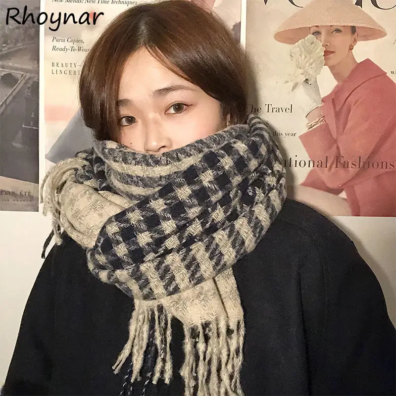 

Scarves Women Thicken Student Plaid Aesthetic Mujer Trendy Y2k Harajuku Friends Lovely Winter Warm Hot Selling Vintage Daily Ins